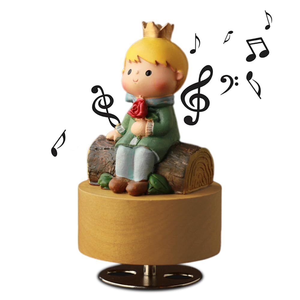 9462 Prince Rose Music Box,Cute Cartoons Wooden Beech Mechanical Music Box